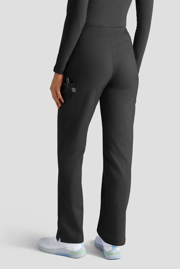 Butter-Soft STRETCH Women's 4-Pocket Knit Waistband Yoga Scrub Pants - Tall - Black - 2