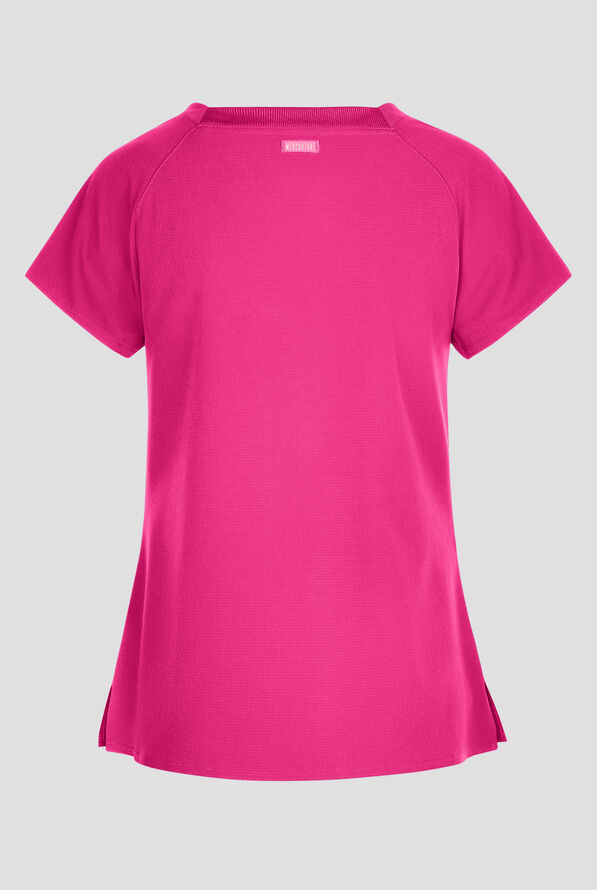 Blusa médica Med Couture Amp STRETCH con cuello cuadrado y 3 bolsillos para mujer - Pink Power - 2
