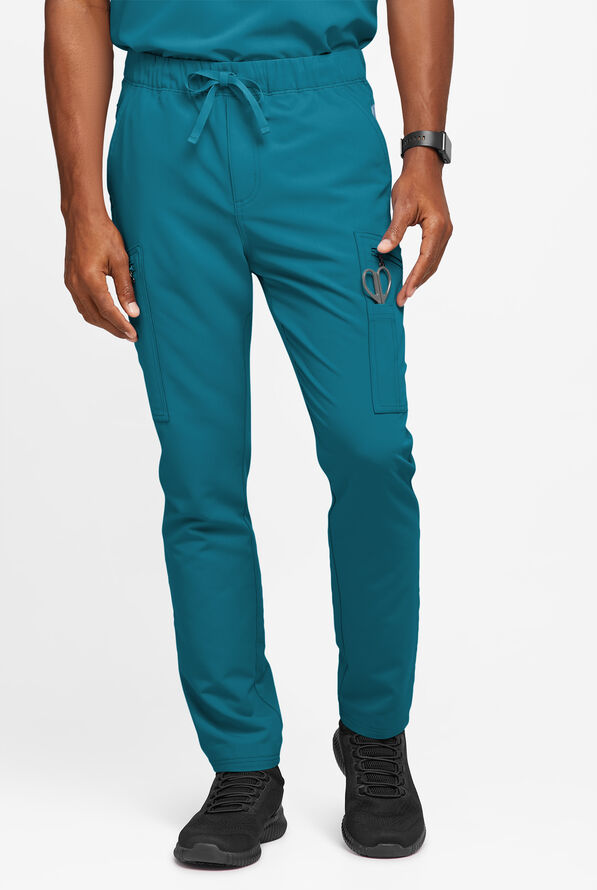 Movement by Butter-Soft Epsilon Men’s Slim 8-Pocket Stretch Cargo Scrub Pants - Caribbean Blue - 1