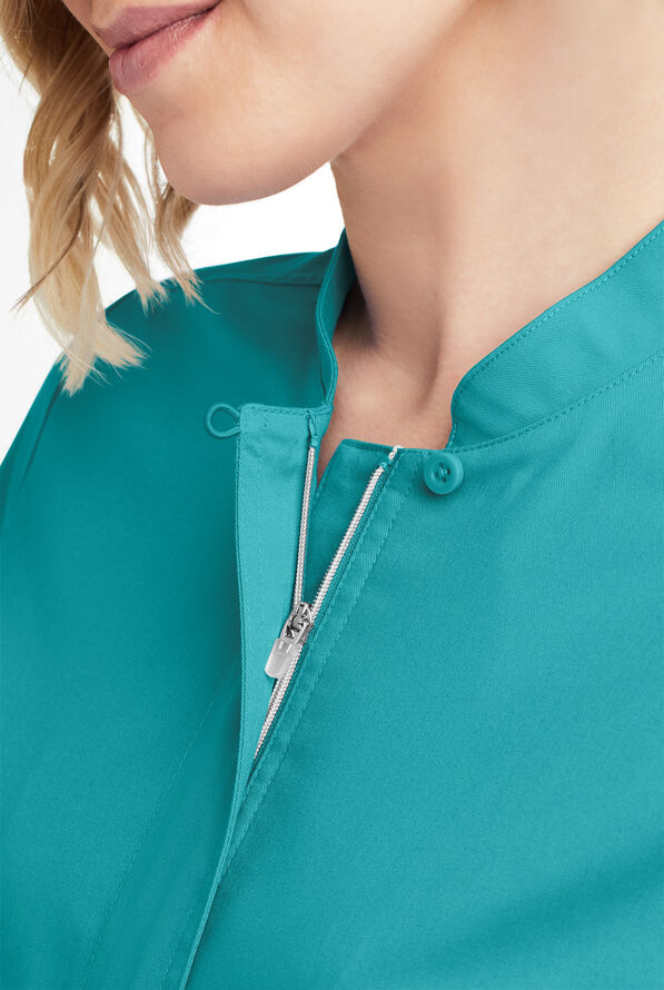 Blusa m&eacute;dica UA Butter-Soft STRETCH con cremallera y 6 bolsillos para mujer - Teal - 3