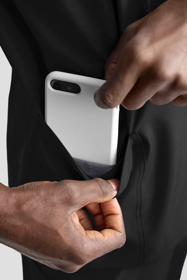 Easy STRETCH Men's 5-Pocket V-Neck Scrub Top - Onyx Black - 6