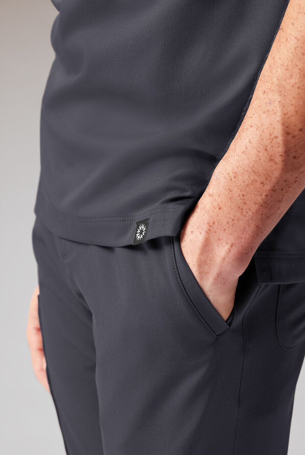 Hypothesis System Men’s 3-Pocket V-Neck Tuck In/Wear Out Scrub Top - Pewter - 4