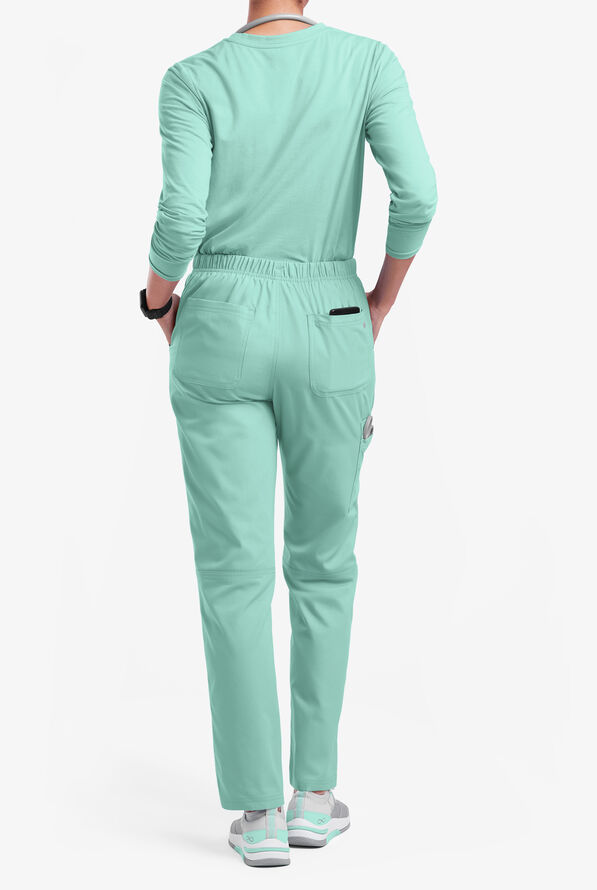 Butter-Soft Originals Women's 7-Pocket Mid Rise Straight Leg Cargo Scrub Pants - Petite - Water Mint - 3