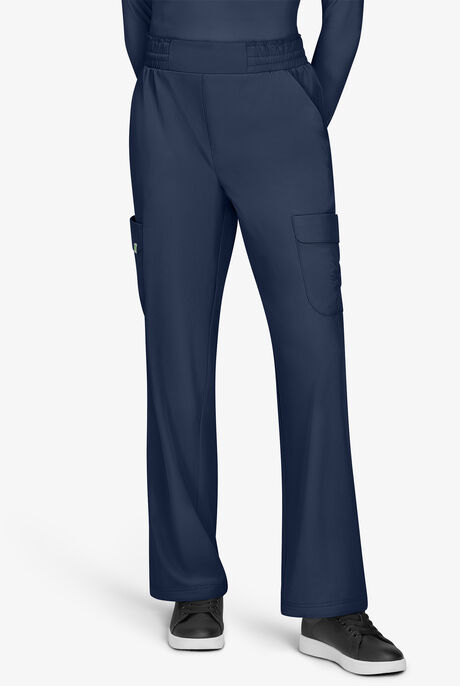 Planet koi Ayla Women's 6-Pocket STRETCH Flat Waist Rouched Cargo Convertible Wide Leg Scrub Pants