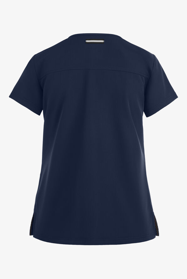 koi Next Gen Hustle and Heart Women's 3-Pocket STRETCH V-Neck Scrub Top - Navy - 2