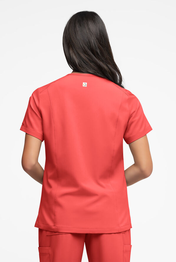 Blusa médica ReSurge Ruby con cuello en V y 5 bolsillos para mujer - Sunset Rose - 4