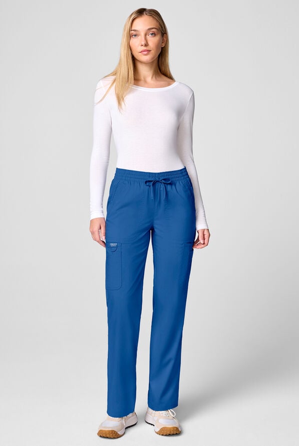 Cherokee Workwear Revolution Women's 12-Pocket STRETCH Drawstring Straight pant - Petite - Royal - 5