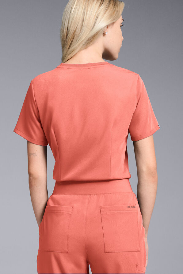 Blusa m&eacute;dica Hypothesis Base con cuello redondo para mujer - Thermal Coral - 6