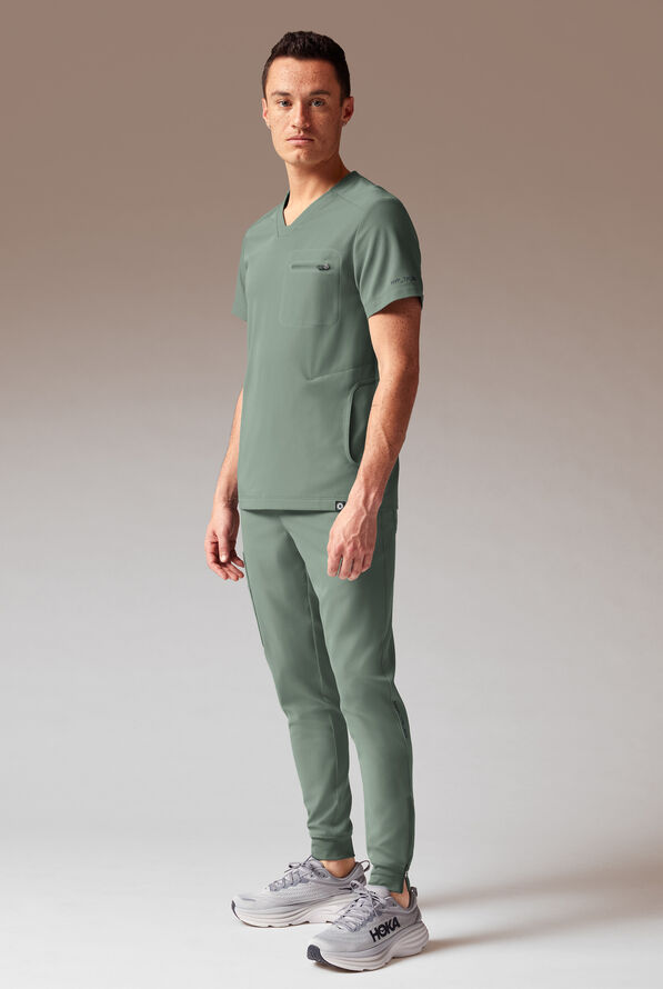 Camisa m&eacute;dica Hypothesis System 3 con cuello en V y 3 bolsillos para hombre - Mineral - 2