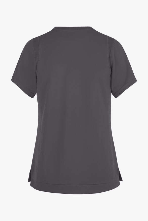 Wink Renew Knit Women's 2-Pocket STRETCH Rib-Knit Crew Neck Scrub Top - Pewter - 4