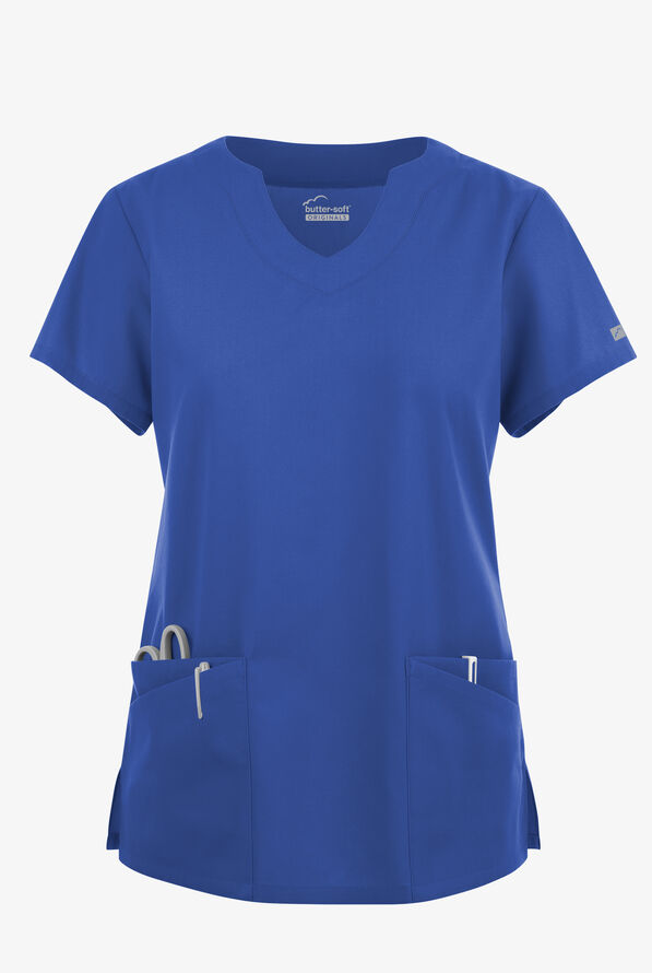 Butter-Soft Originals Women's 6-Pocket Scallop Neck Scrub Top - Galaxy - 1