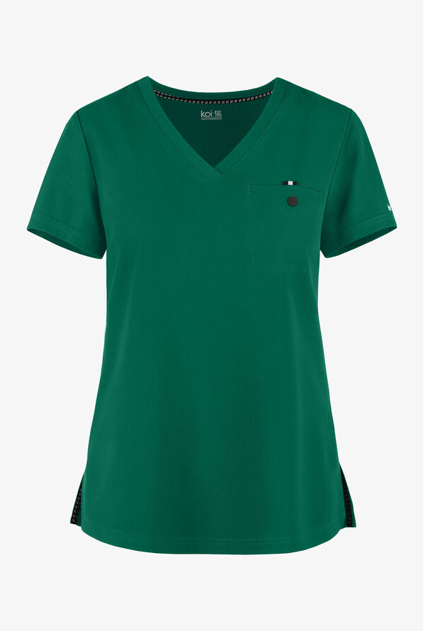 koi Next Gen Ready to Work Women's 1-Pocket STRETCH V-Neck Scrub Top - Hunter - 1