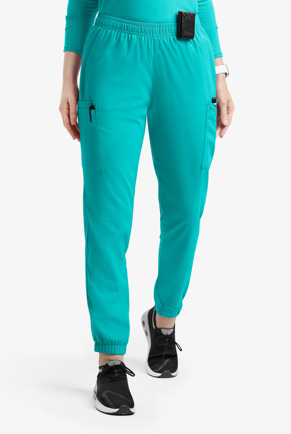Butter-Soft Originals Women's 7-Pocket Tapered Jogger Cargo Scrub Pants - Bright Teal - 1