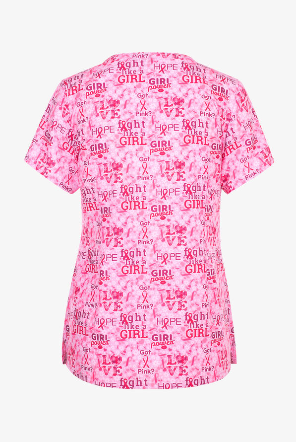 Maevn Girls Rule Awareness Women's 3-Pocket STRETCH V-Neck Print Scrub Top - null - 2