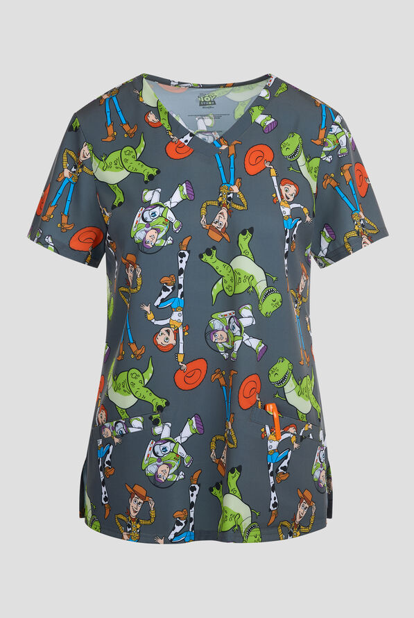 Disney's Toy Story by Funscrubs Women's 2-Pocket STRETCH V-Neck Print Scrub Top - null - 1