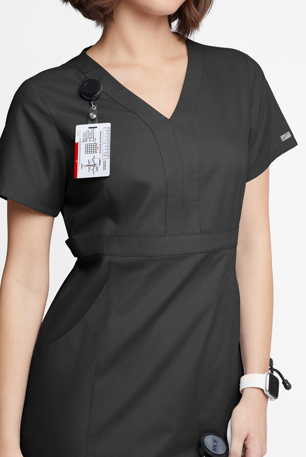 Butter-Soft Originals Women's 4- Pocket V-Neck Empire Waist Dress - Black - 2