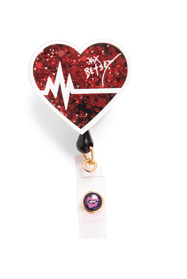 Betsey Johnson EKG Heart Button-Snap Retractable ID Badge Holder - null - 1