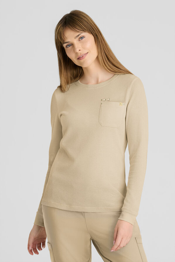 Camiseta m&eacute;dica Grey's Anatomy&trade; by Barco Evolve STRETCH Wanderlust de tela gofre con 1 bolsillo para mujer - Soft Dune - 2