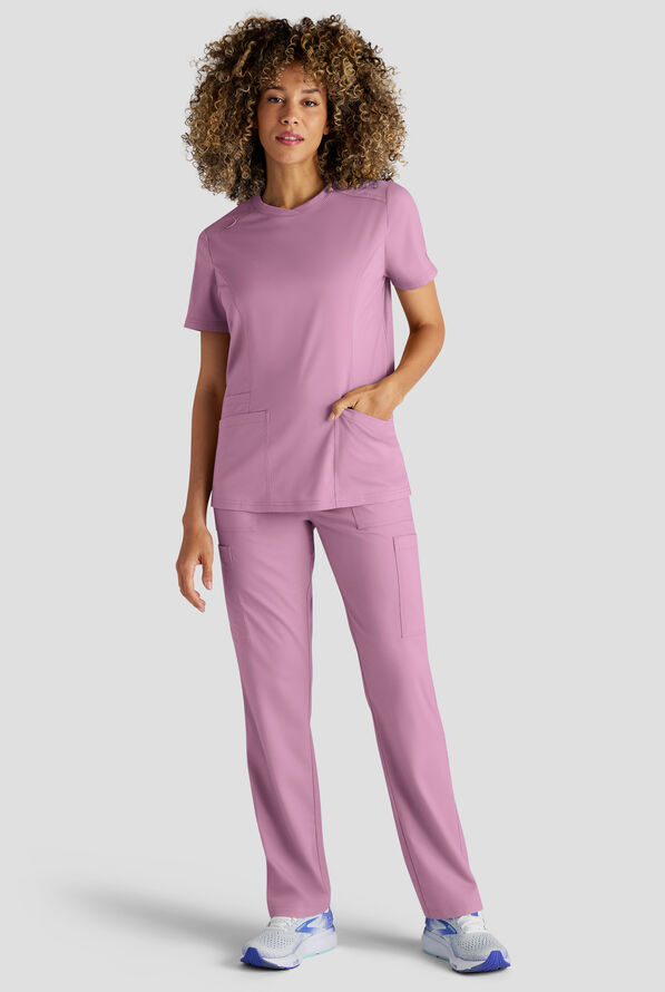 Butter-Soft STRETCH FLXTEK+ Women's 3-Pocket Crew Neck Scrub Top - Smokey Mauve - 5