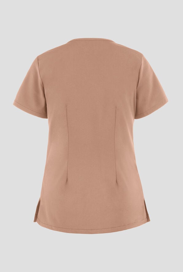 Blusa m&eacute;dica Easy STRETCH Lina con cuello en V ingleteado y 4 bolsillos para mujer - Warm Terrazzo - 3