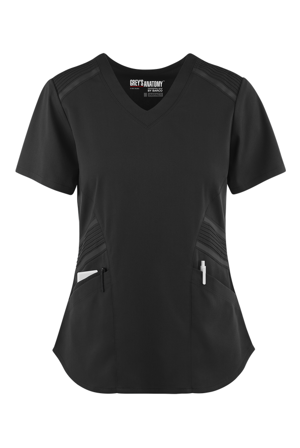 Grey's Anatomy Impact Shaped VNeck Pintuck Scrub Top, Nursing Scrubs