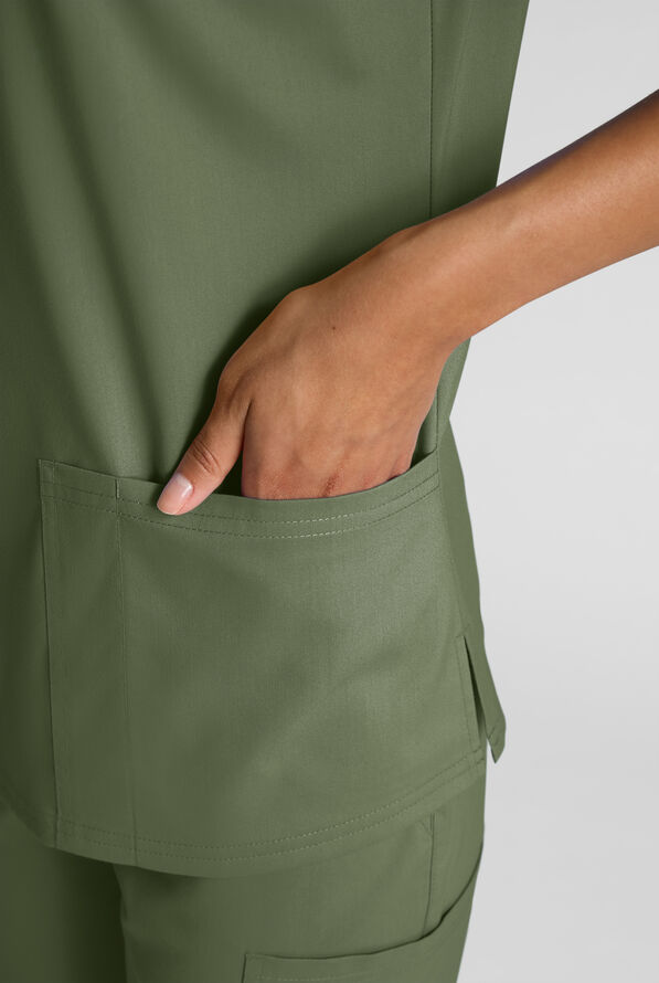 Butter-Soft STRETCH FLXTEK+ Women's 4-Pocket V-Neck Scrub Top - Light Olive - 6