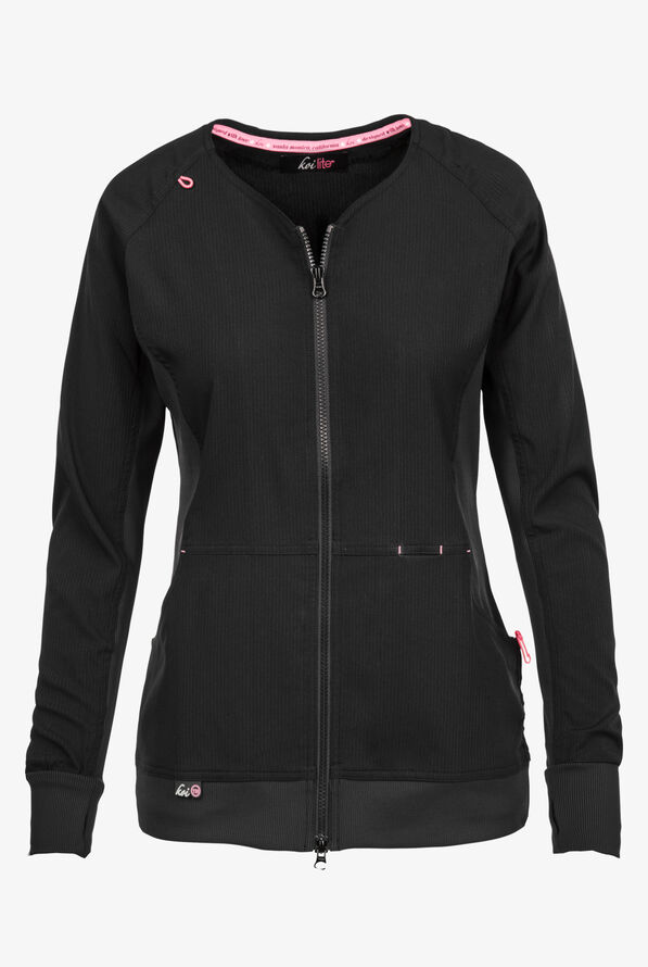 Chaqueta médica koi Lite™ Clarity con cremallera y 3 bolsillos para mujer - Black - 1