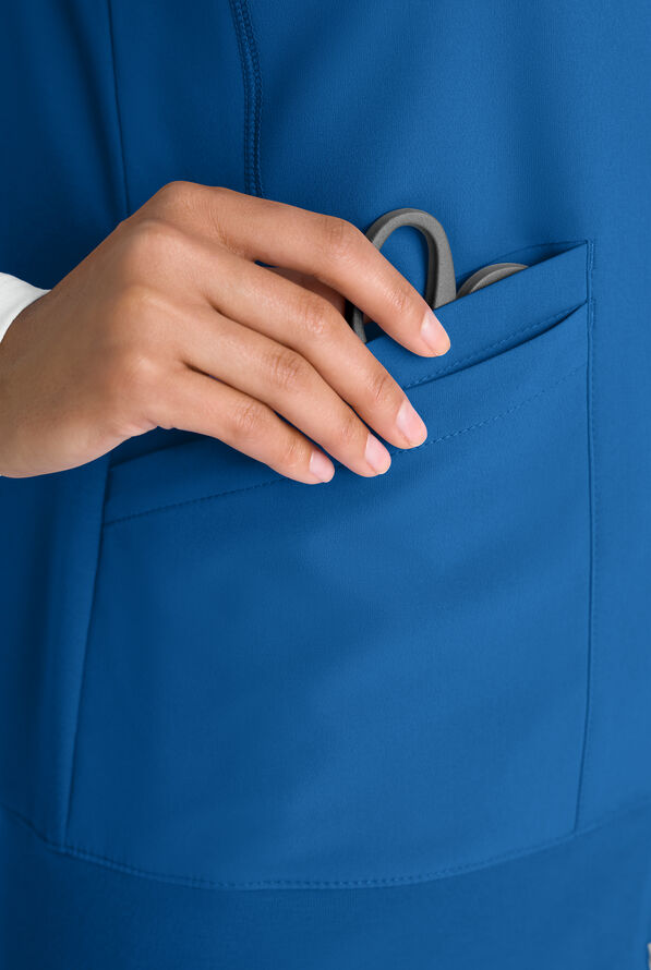 ReSurge Ebro Women's 6-Pocket Zip Front Stand Scrub Vest - Royal - 4
