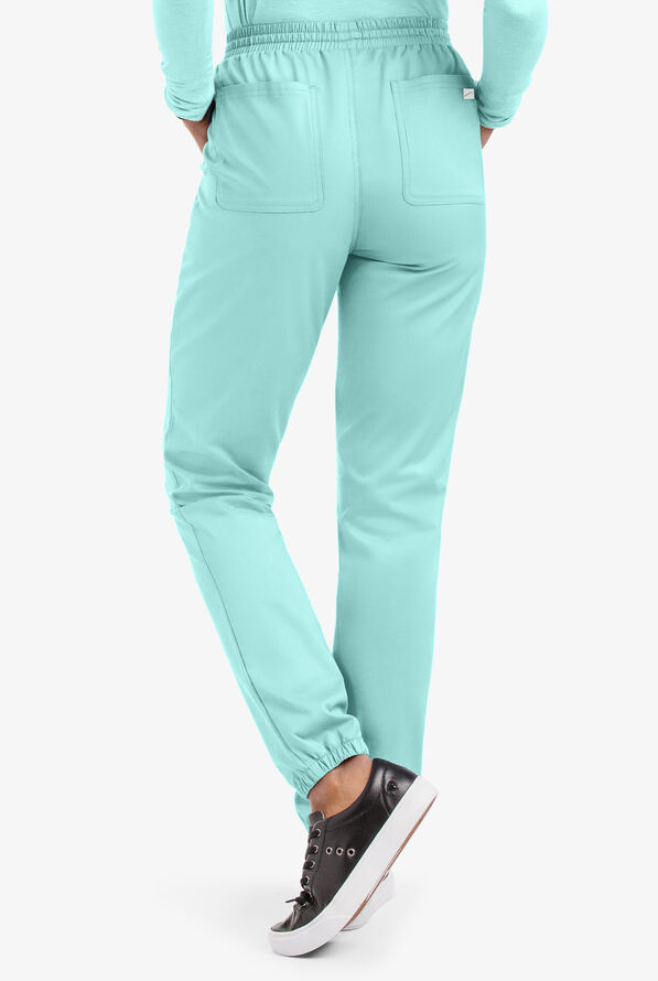 Butter-Soft STRETCH Women's 5-Pocket Jogger Scrub Pants - Petite - Sea Frost - 2