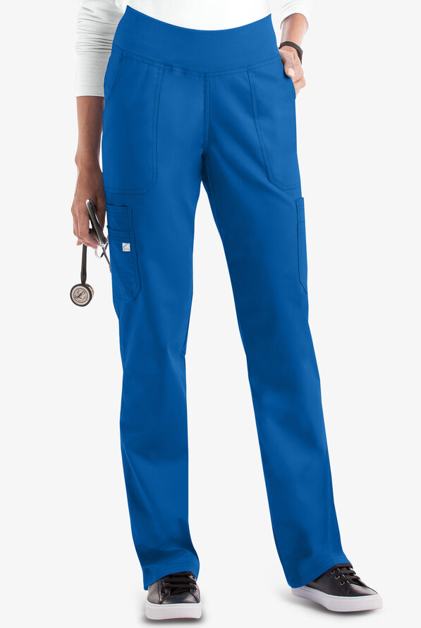 Butter-Soft STRETCH Women's 10-Pocket Active Yoga Scrub Pants - Tall - Royal - 1