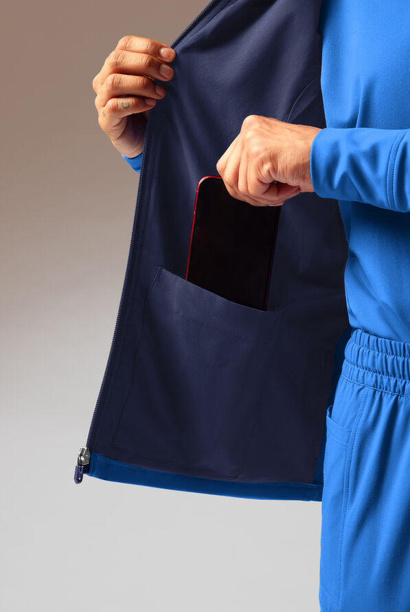 Hypothesis Super-Dermal Women’s Zip Front Multi-Pocket Scrub Jacket - Royal/Navy - 9