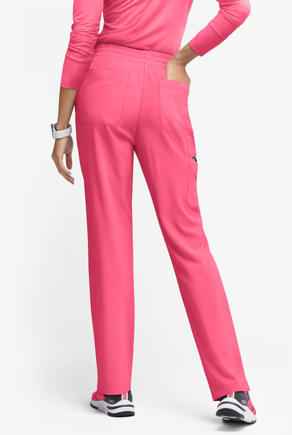 Easy STRETCH Naya Women’s Natural Waist 6-Pocket Straight Leg Scrub Pants - Petite - Strawberry Fizz/Purple Swirl - 5