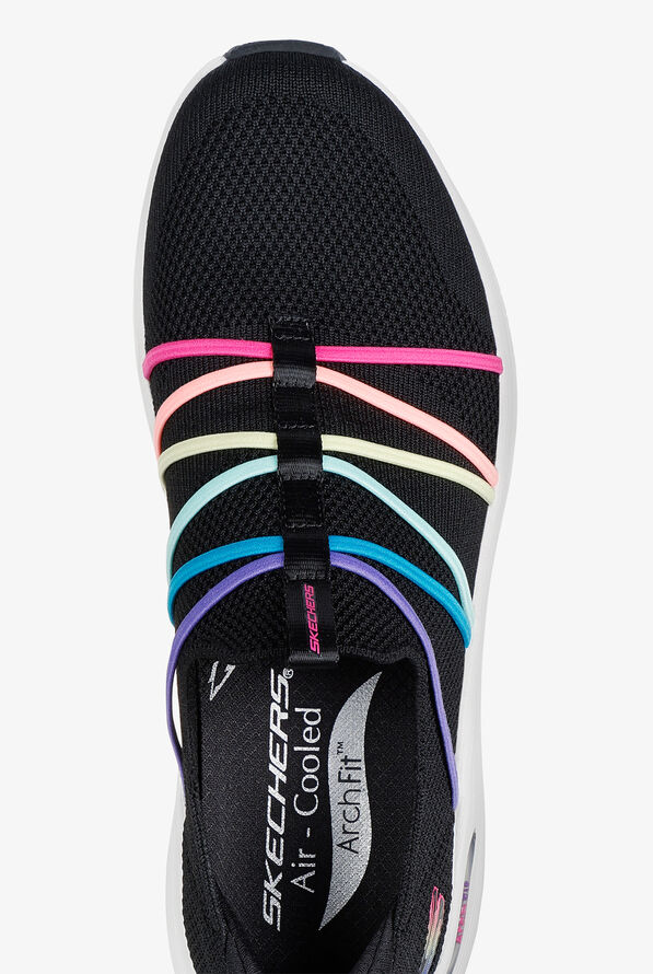 Skechers Sport ARCH FIT 2.0 - COLORFUL ROAD Black Knit Bungee Athletic Slip-On Nursing Shoes - null - 2