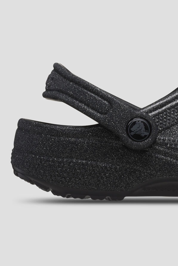 Crocs™ Womens Classic Black Glitter Clog - Black - 4
