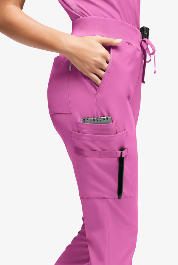 WhisperLite YARA Women's 10-Pocket Cargo Jogger Scrub Pants - Magnesium Pink - 2