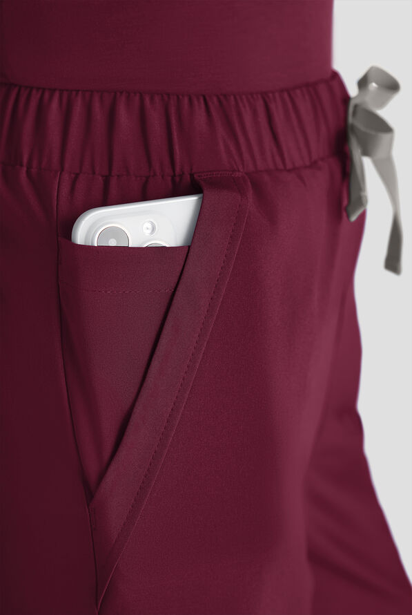 Easy STRETCH Hunter Women's 6-Pocket Relaxed Fit Wide Leg Scrub Pant - Wine - 5