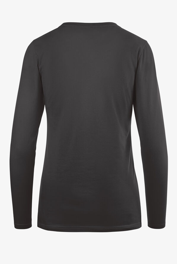 Camiseta médica Maevn Matrix STRETCH rica en algodón con mangas largas para mujer - Pewter - 2