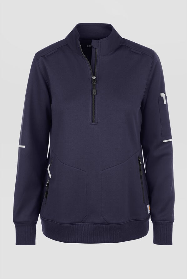 Chaqueta médica Carhartt FLD & RSCU STRETCH de felpa con media cremallera y 4 bolsillos para mujer - Dark Navy - 1