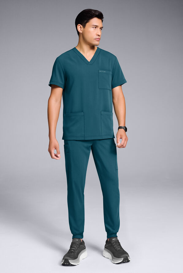 Conjunto de uniforme médico Hypothesis S-R Shift Ready estilo jogger con cuello en V para hombre - Caribbean Blue - 2