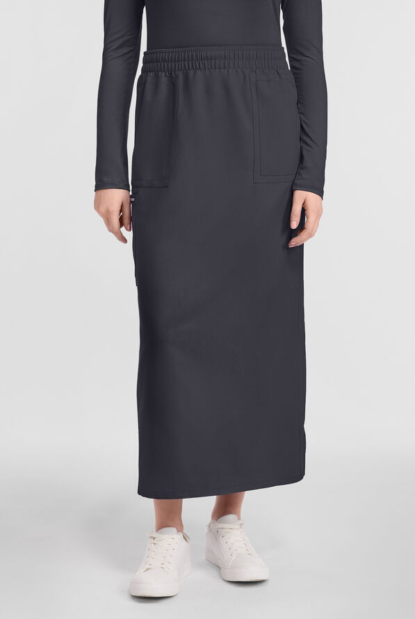 Cherokee Workwear Originals Ultra Women's 3-Pocket Pull-On Maxi Scrub Skirt - Pewter - 1