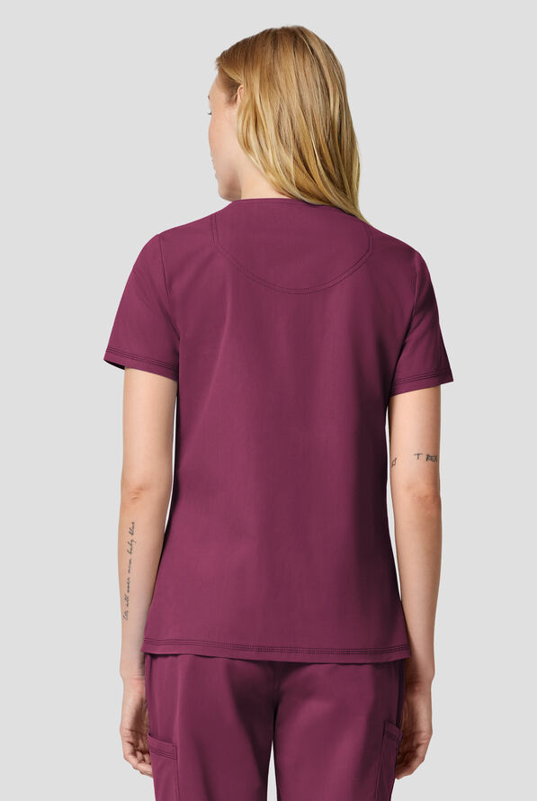 Dickies Forge Women's 2-Pocket V-Neck Scrub Top - Wine - 4