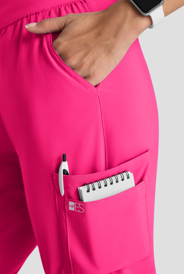 Easy STRETCH Women's 10-Pocket Scrub Set - Reactive Pink - 6
