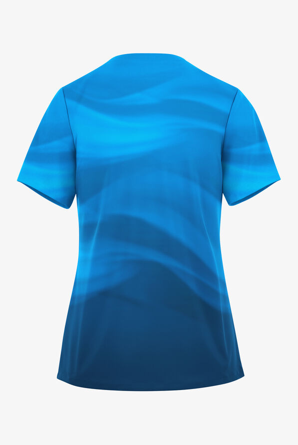 Easy STRETCH Calming Haze Royal Women's 2-Pocket V-Neck Print Scrub Top - null - 2