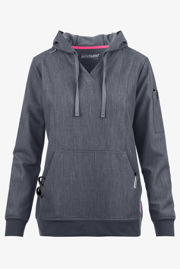 Sudadera m&eacute;dica MOVEMENT by Butter-Soft Sirius STRETCH con capucha y 4 bolsillos para mujer - Indigo Heather - 1