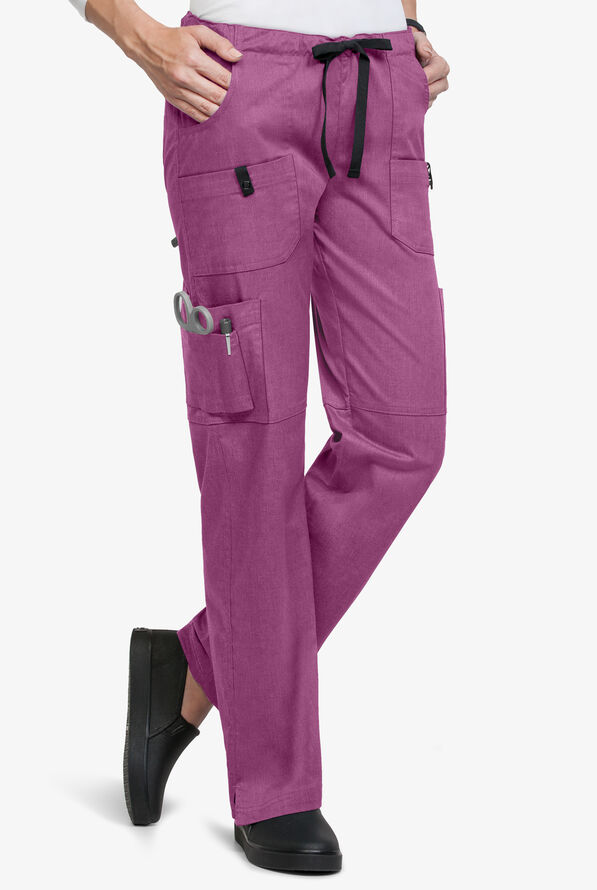 Pantal&oacute;n m&eacute;dico Butter-Soft STRETCH Petite con cord&oacute;n y 10 bolsillos para mujer - Berry Wine Heather - 1