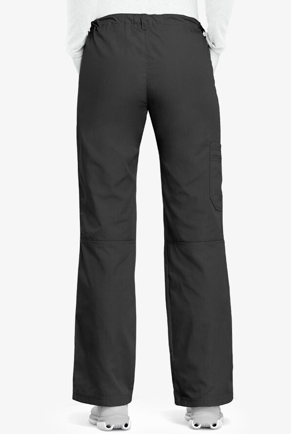 Cherokee Workwear Women's 4-Pocket Low-Rise Drawstring Cargo Scrub Pants - Tall - Black - 3