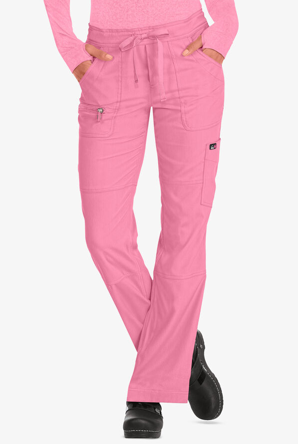 koi Lite™ Peace Women's 6-Pocket Drawstring Scrub Pants - Peony Pink - 1