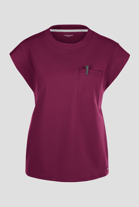 Cherokee Achieve Women's 1-Pocket STRETCH Raglan Sleeve Crew Neck Knit Scrub Top