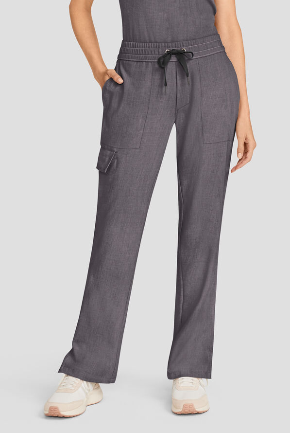 Healing Hands Quest Women's 4-Pocket STRETCH Straight Leg Drawstring Cargo Scrub Pant - Heather Ash - 1