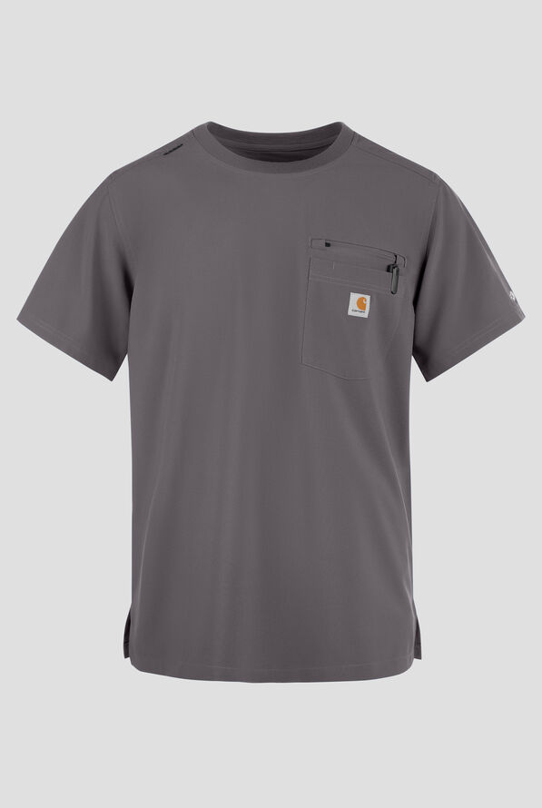 Carhartt Cross-Flex Men's 2-Pocket STRETCH Crew Neck Scrub Top - Pewter - 1